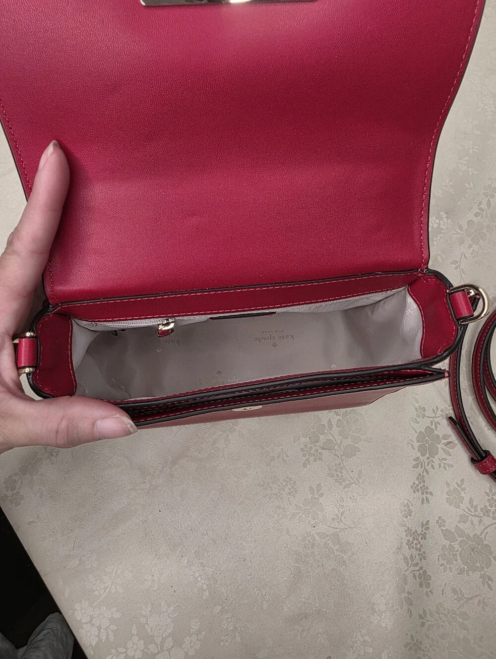 Kate Spade Red Leather Flap Top Handle Crossbody Bag Satchel